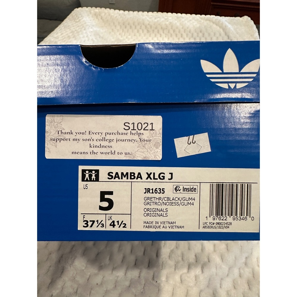 Adidas Samba XLG J Kids Grey Black Gum Suede Sneakers JR1635 Size 5Y - Picture 8 of 8